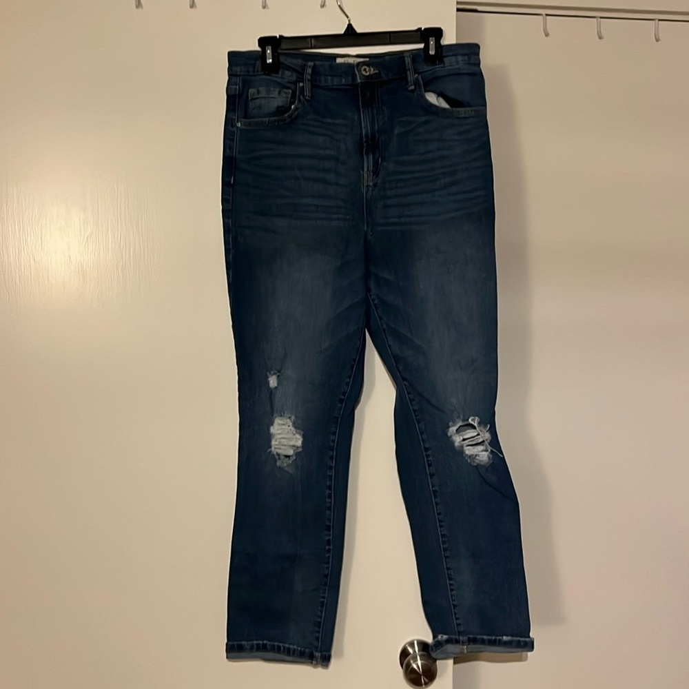 High rise dark jeans